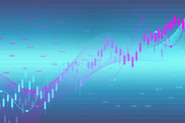 Tőzsdei grafikon vagy Forex kereskedési chart üzleti és pénzügyi koncepciók. Tőzsdei adatok. Bullish pont, trend a grafikon. Vektoros illusztráció — Stock Vector