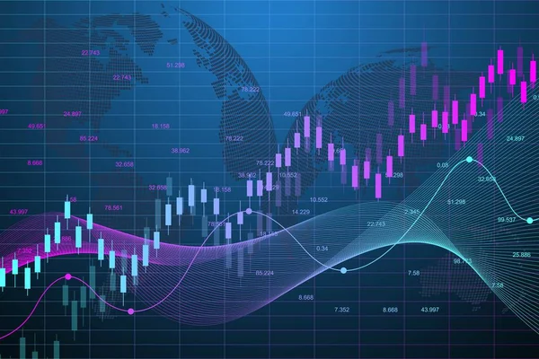 Börsendiagramm oder Devisenhandelschema für Geschäfts- und Finanzkonzepte. abstrakte Finanzierung Hintergrund Investitionen oder wirtschaftliche Trends Geschäftsidee. Börsendaten. Vektorillustration — Stockvektor