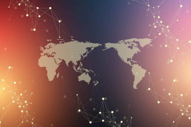 Geometrik grafik arka plan molekül ve iletişim. Noktalarla bağlantılı çizgiler. Minimalizm kaotik illüstrasyon arka plan. Bilim, kimya, biyoloji, tıp, teknoloji vektörü kavramı