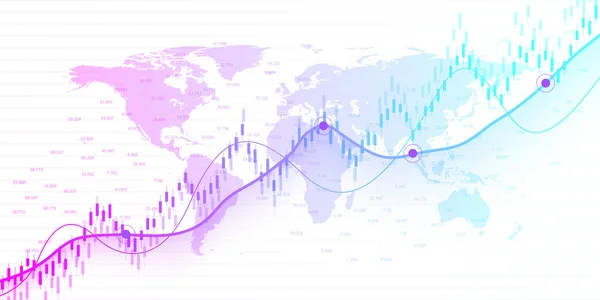 Grafico del mercato azionario o grafico forex trading per concetti commerciali e finanziari. Finanziamento astratto sfondo investimento o tendenze economiche idea di business. Dati di borsa. Illustrazione vettoriale — Vettoriale Stock