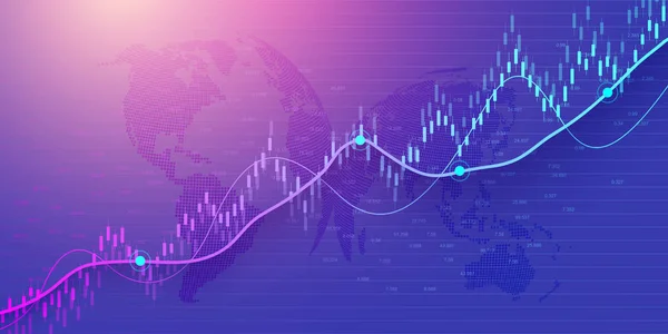 Stock Market lub wykres handlu Forex w koncepcji graficznej dla inwestycji finansowych lub trendów ekonomicznych projektowania pomysłów biznesowych. Globalne finanse w tle. Ilustracja wektorowa. — Wektor stockowy