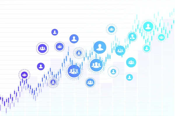 Graf akciových trhů nebo Forex obchodní graf pro obchodní a finanční koncepty. Abstraktní finance v pozadí a ekonomické trendy obchodní myšlenky. Údaje o akciovém trhu. Vektorová ilustrace — Stockový vektor