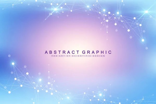 Visualización de macrodatos. Fondo geométrico abstracto complejidad de la información visual. Diseño de infografías futuristas. Fondo de tecnología con línea conectada y puntos, flujo de onda. Ilustración vectorial — Vector de stock