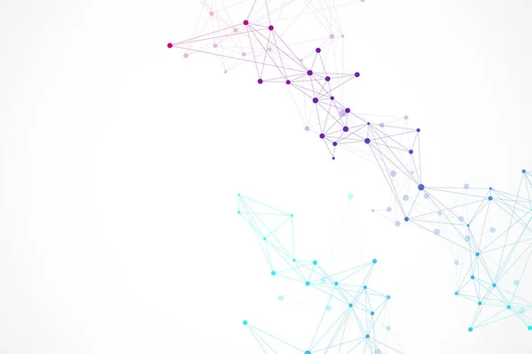 Conexão de rede global. Fundo abstrato geométrico com linha conectada e pontos. Rede e conexão de fundo para sua apresentação. Fundo poligonal gráfico. Ilustração vetorial . —  Vetores de Stock