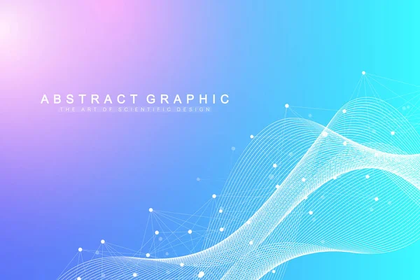 Expansion of life. Colorful explosion background with connected line and dots, wave flow. Visualization Quantum technology. Abstract graphic background explosion, motion burst, vector illustration. — Stock Vector
