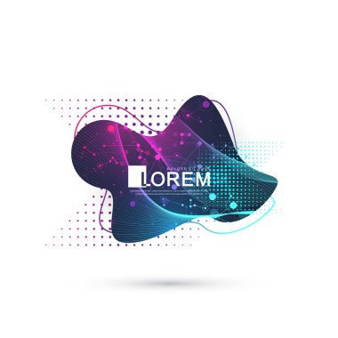 Geometrik çizgiler ve nokta ile modern soyut grafik tasarım öğesi. Tasarımınız için geometrik dinamik şekil. Bilimsel vektör illüstrasyonu