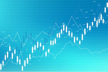 Borsa ve borsa. Business Candle borsa yatırım ticaretinin grafik çizelgesi. Borsa verileri. Tam isabet, grafiğin gidişatı. Vektör illüstrasyonu