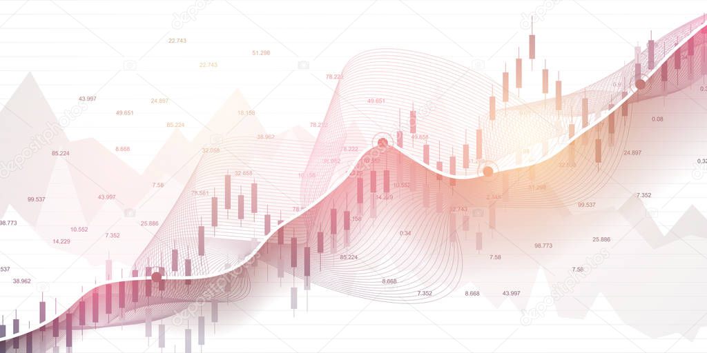 Stock market graph or forex trading chart for business and financial concepts. Stock market data. Bullish point, Trend of graph. Vector illustration