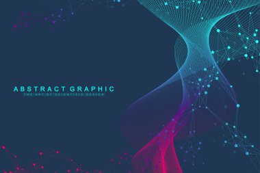 Büyük genomik veri görselleştirme. DNA sarmalı, Dna dizisi, Dna testini molekül veya atom, nöronlar. Bilim veya tıbbi geçmişi, afiş için soyut yapı