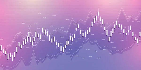 Börs diagram eller Forex Trading diagram för affärs-och finansiella begrepp. Aktie marknads data. Bullish peka, trend av grafen. Vektor illustration — Stock vektor