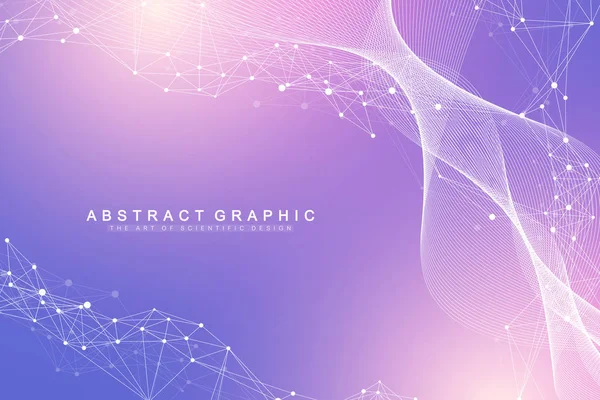 Ekspansja życia. Kolorowe tło eksplozji z połączoną linią i kropkami, przepływ fal. Wizualizacja Technologia kwantowa. Streszczenie graficznej eksplozji tła, pęknięcie ruchu, ilustracja wektora. — Wektor stockowy