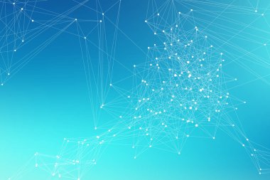 Bağlantılı çizgi ve noktalar ile teknoloji arka plan. Büyük veri görselleştirme. Perspektif zemin görselleştirme. Analitik ağlar. Vektör çizim