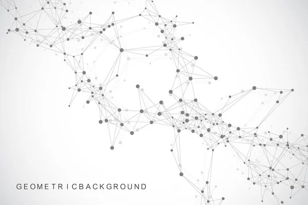 Connessione di rete globale. Sfondo geometrico astratto con linea e punti collegati. Rete e sfondo di connessione per la presentazione. Sfondo poligonale grafico. Illustrazione vettoriale . — Vettoriale Stock