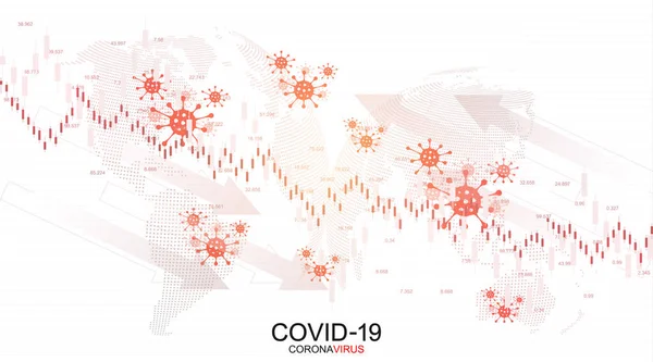 L'impatto del coronavirus sulla borsa e sull'economia globale. Concetto di crisi finanziaria. Crisi economica. Sfondo borsa Forex. Illustrazione vettoriale — Vettoriale Stock