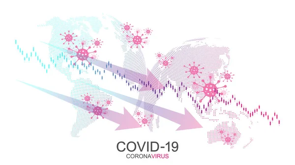 L'impatto del coronavirus sulla borsa e sull'economia globale. Concetto di crisi finanziaria. Crisi economica. Sfondo borsa Forex. Illustrazione vettoriale — Vettoriale Stock