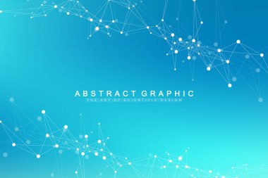 Bağlı çizgi ve noktalarla soyut perspektif arkaplanı. Sunumunuz için ağ ve bağlantı arka planı. Büyük veri görselleştirmesi. Grafik çokgen arkaplan. Vektör illüstrasyonu.