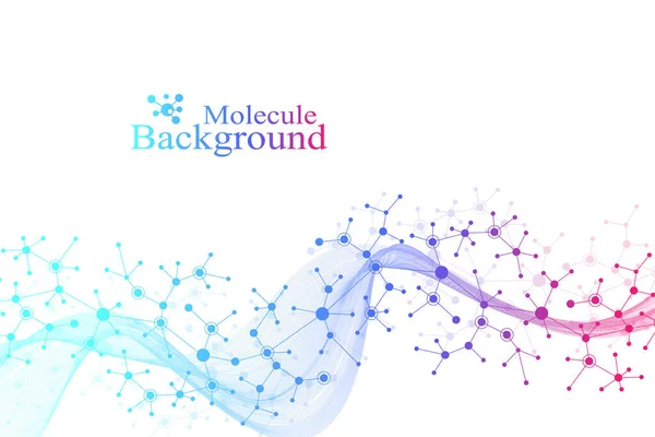 Bunte Moleküle Hintergrund. DNA Helix, DNA Strang, DNA Test. Molekül oder Atom, Neuronen. Abstrakte Struktur für Wissenschaft oder medizinischen Hintergrund, Banner. Wissenschaftliche Abbildung molekularer Vektoren — Stockvektor