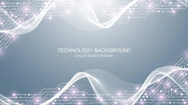 Computer moederbord vector achtergrond met printplaat elektronische elementen. Elektronische textuur voor computertechnologie, engineering concept. Moederbord computer gegenereerde abstracte illustratie — Stockvector