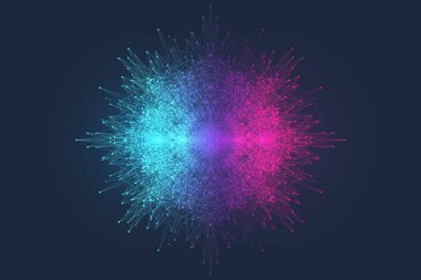 Büyük veri görselleştirmesi. Büyük veri makinesi öğrenme algoritmaları. Veri dizisi görselleştirme. Görsel bilgi karmaşıklığı. Infographics Information 'ın gelecekteki analizi. Vektör illüstrasyonu.