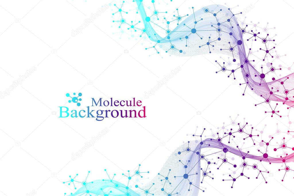 Scientific vector illustration genetic engineering and gene manipulation concept. DNA helix, DNA strand, molecule or atom, neurons. Abstract structure for Science or medical background. CRISPR CAS9.