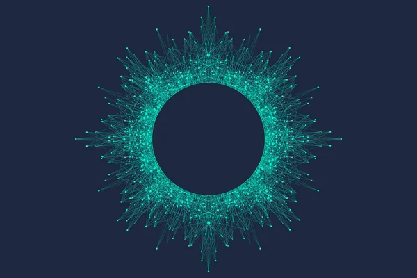 Quantum computertechnologie concept. Explosieachtergrond. Kunstmatige intelligentie. Big data algoritmen visualisatie. Golven stromen. Kwantumexplosie, vectorillustratie. — Stockvector