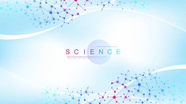 Büyük Genomik Veri Görselleştirme. DNA sarmalı, DNA ipliği, DNA testi. CRISPR CAS9 - Genetik mühendisliği. Molekül ya da atom, nöronlar. Bilim veya tıbbi geçmiş için soyut yapı, afiş. Dalga akışı.