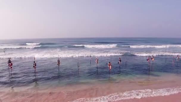 Impressionanti Pescatori Sri Lanka — Video Stock
