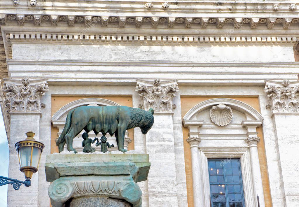 She-wolf statue with Romulus and Remus in Rome - Italy