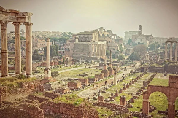 Utsikt Över Ruinerna Forum Romanum Rom Italien — Stockfoto