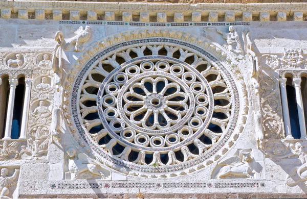 Rosa ventana de la iglesia de San Pedro - Tuscania - Viterbo Italia —  Fotos de Stock