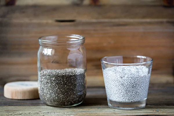 Chea Seed Pudding Chea Seeds Jar — Stock Photo, Image