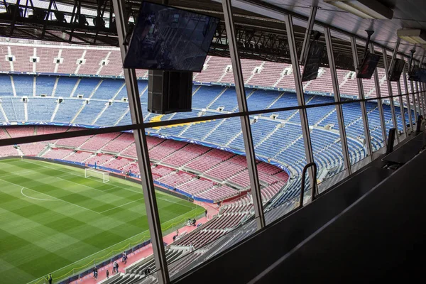 Barcelona Hiszpania Kwietnia 2018 Stadion Camp Nou Widok Kabiny Komentatorów — Zdjęcie stockowe