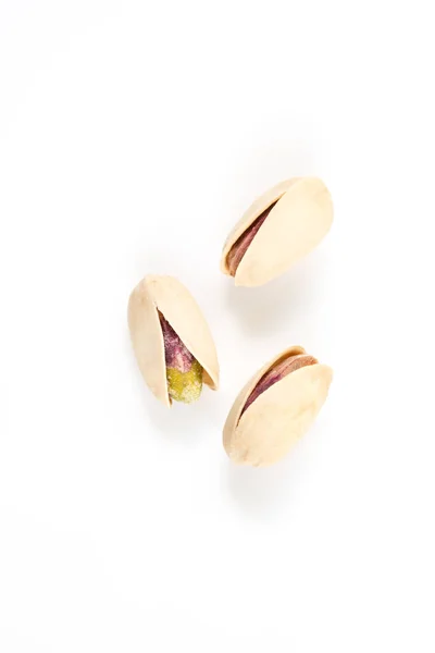 Pistachios Fehér Háttér Felső Nézet — Stock Fotó