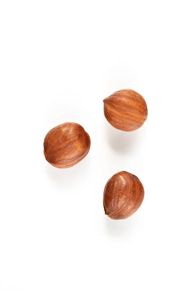 Raw Cleaned Hazelnuts White Background Top View — Stock Photo, Image