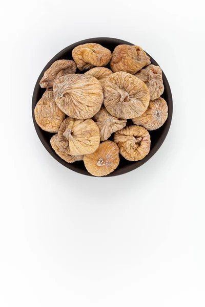 Dried Figs Bowl White Background Top View — Stock Photo, Image