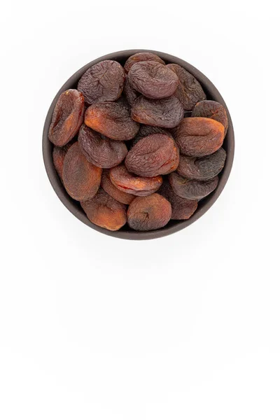 Dried Apricots Bowl White Background Top View — Stock Photo, Image