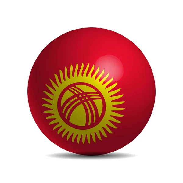 Kyrgyzstan flag on a 3d ball with shadow — Stock Vector