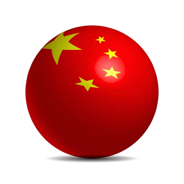 China-Flagge auf einem 3D-Ball mit Schatten — Stockvektor