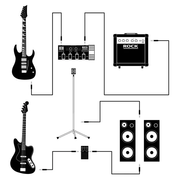 Set of concert equipment icons — Stock Vector