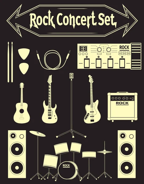 Set of concert equipment icons — Stock Vector