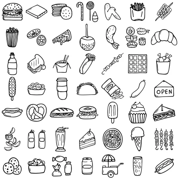 Набор значков быстрого питания — стоковый вектор