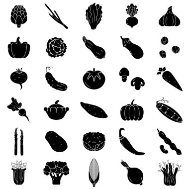 Büyük sebze Icons set, düz stil vektör