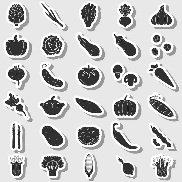 Conjunto de iconos de verduras grandes, vector de estilo plano — Archivo Imágenes Vectoriales