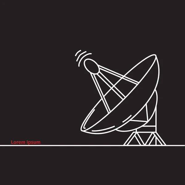 Icono de antena de comunicación sobre fondo negro — Archivo Imágenes Vectoriales