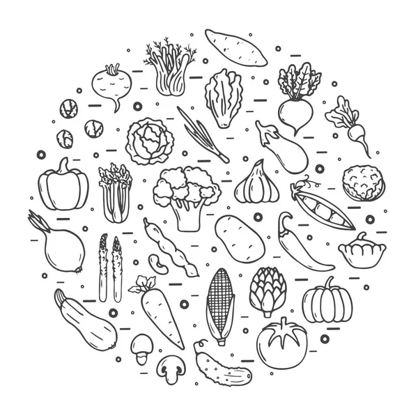 Набор иконок для овощей, векторный стиль ручной работы — стоковый вектор