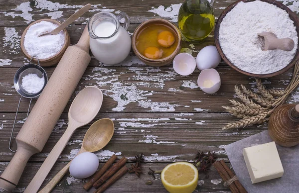 Ingredientes Orgánicos Naturales Frescos Para Hornear Galletas Caseras Galletas Sobre — Foto de Stock