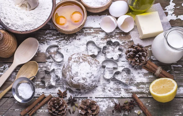 Ingredientes Orgánicos Naturales Frescos Para Hornear Galletas Caseras Galletas Sobre — Foto de Stock