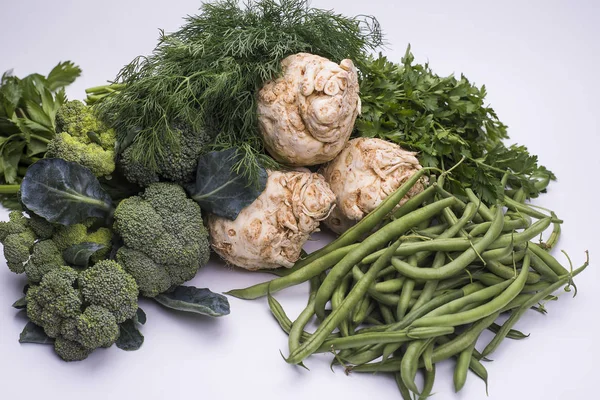 Conjunto Orgânico Vegetais Naturais Frescos Para Cozinhar Uma Alimentação Saudável — Fotografia de Stock