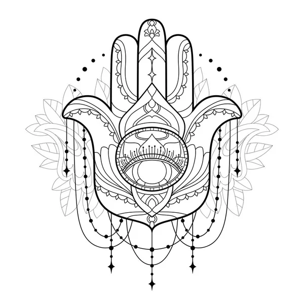 Hamsa 아이콘입니다 일러스트 배경에 됩니다 파티마의 손입니다 디자인에 동기와 요소입니다 — 스톡 벡터