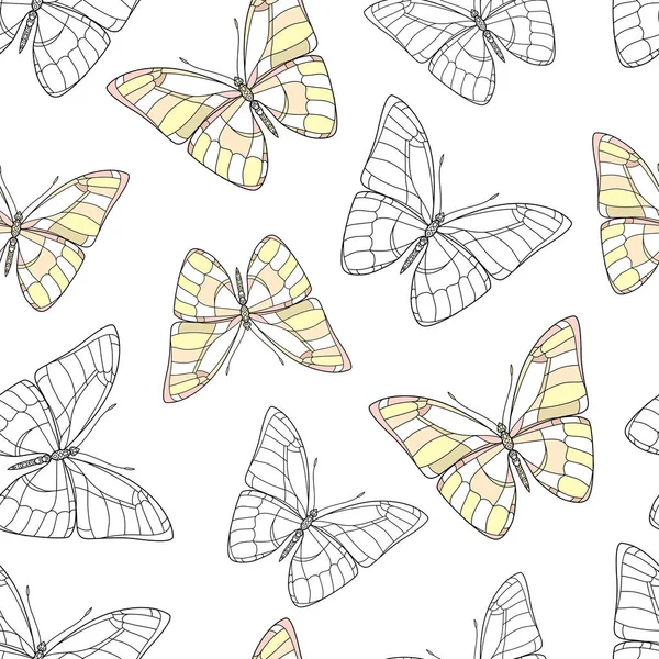 Mariposa Sobre Fondo Blanco Ilustración Del Conjunto Vectorial Dibujo Arte — Vector de stock